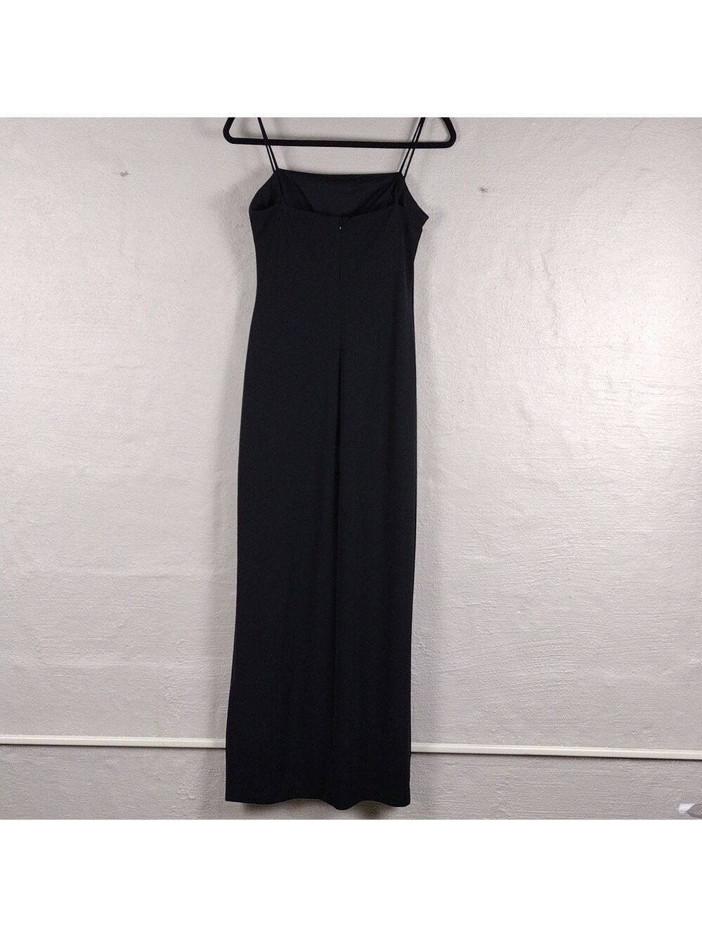 Arianna by Rachel Kaye Black Pink Embroidered Spaghetti Strap Floor Length Gown - Picture 13 of 16